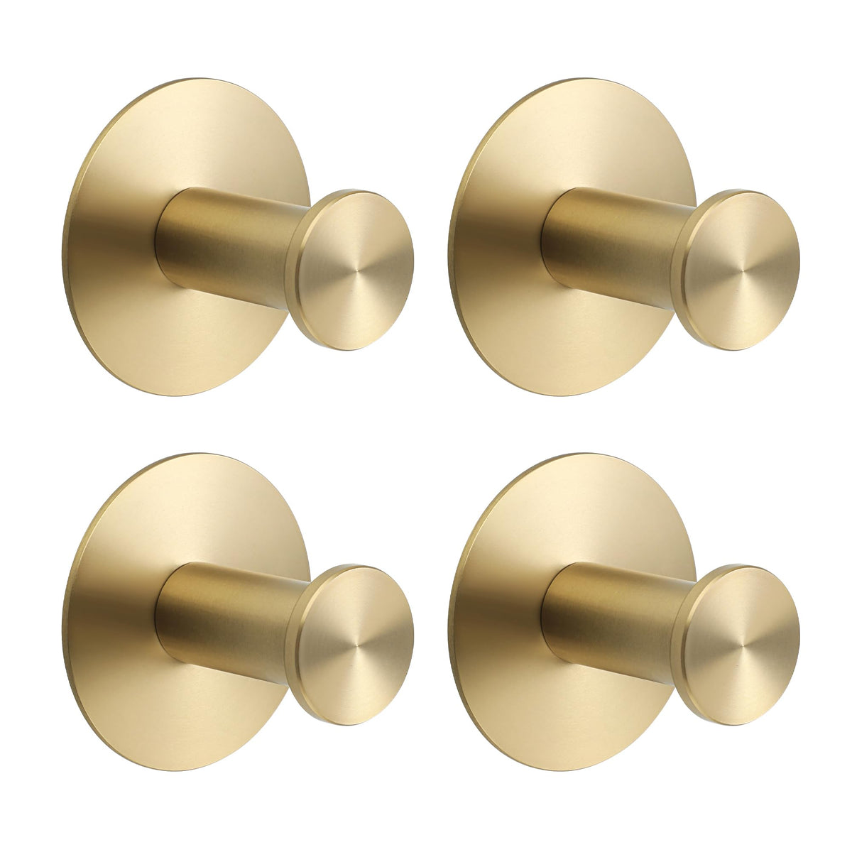 SAYAYO Self Adhesive Hooks Gold 4PCS Sticky Coat Hook for Hanging Towels Wall Hooks for Bathroom Kitchen Home Door, SUS304 Stainless Steel, No