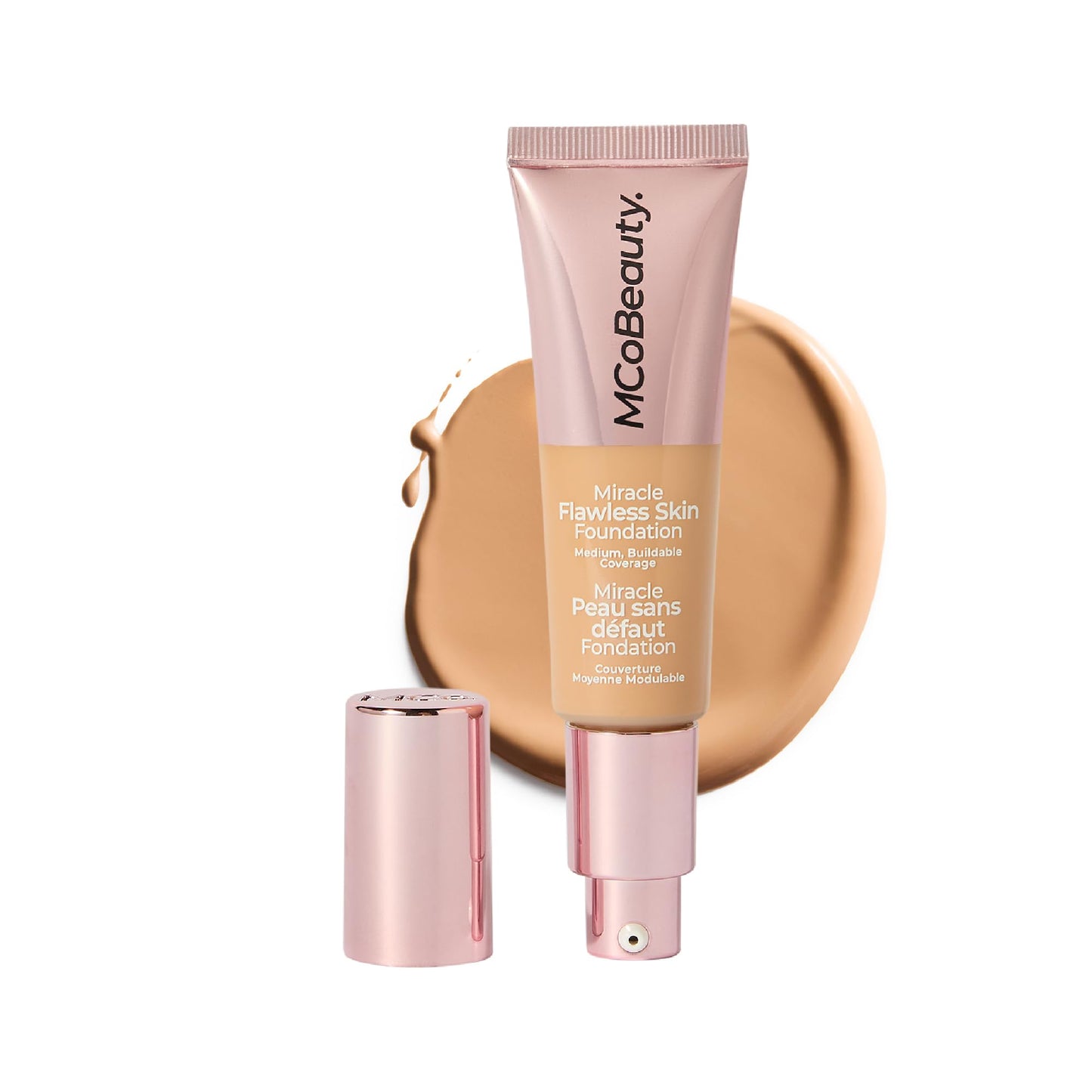 MCoBeauty - Miracle Flawless Skin Liquid Foundation - Nude Beige Shade - Buildable Dewy-Finish Formula with Hyaluronic Acid, Coconut Water and Rose