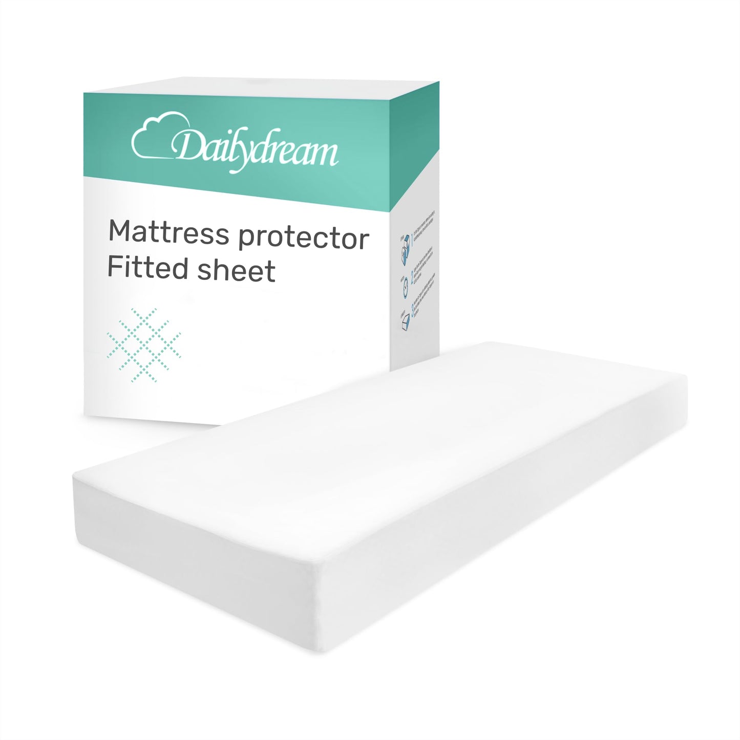 Dailydream Waterproof Mattress Protector, Fitted Sheet Format, Breathable, 200 x 200 cm, White
