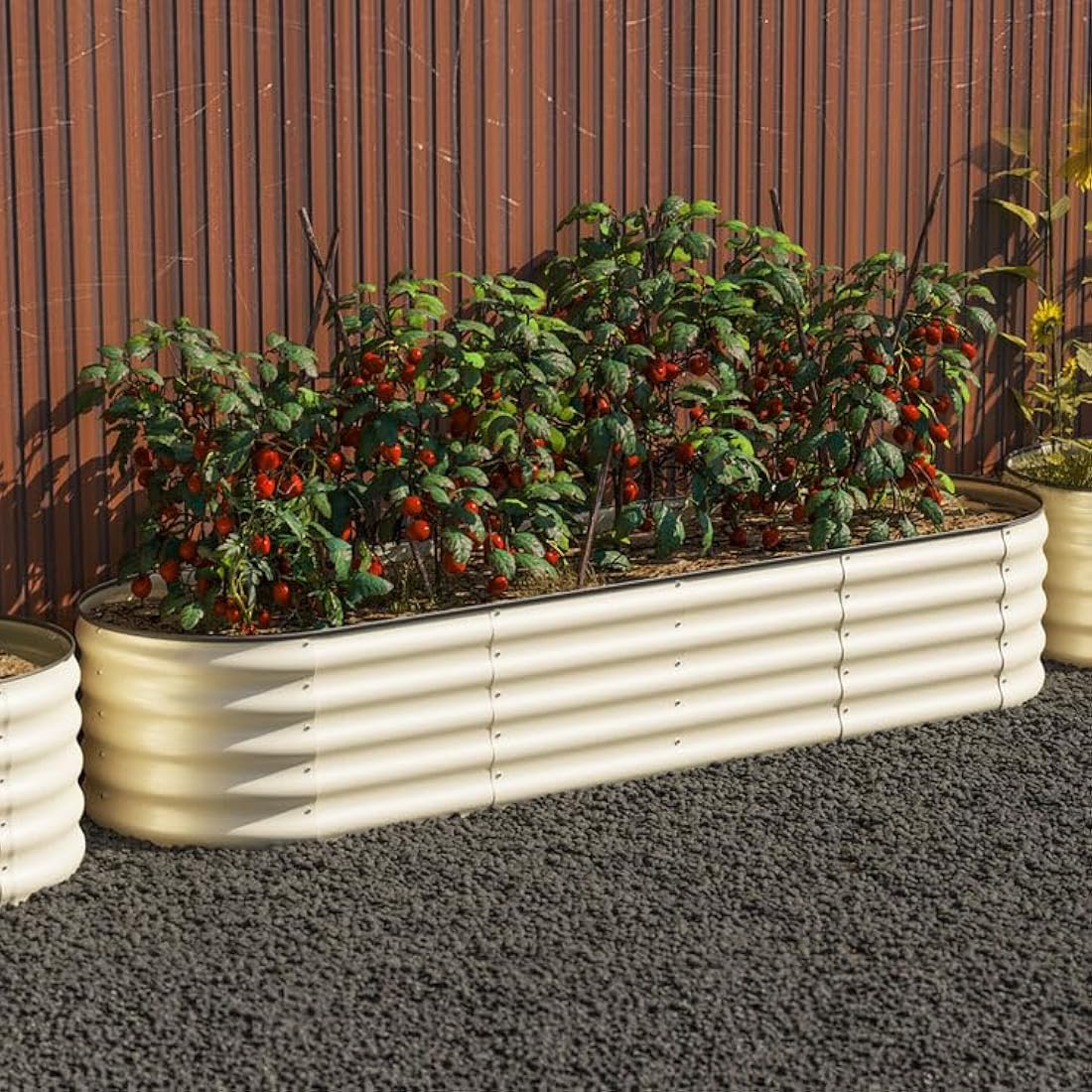 Byhagern Raised Garden Beds Outdoor, Anti-Rust Coating Planter Box with Safety Edging, Raised Garden Beds for Vegetables, Flowers, Herbs (Beige)……