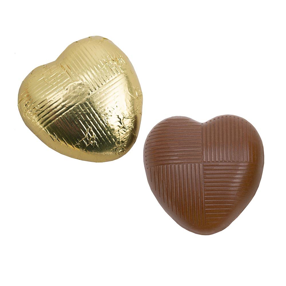 Italian Options Milk Chocolate Hearts, 1 KG approx 166 Pieces, Gold Foil