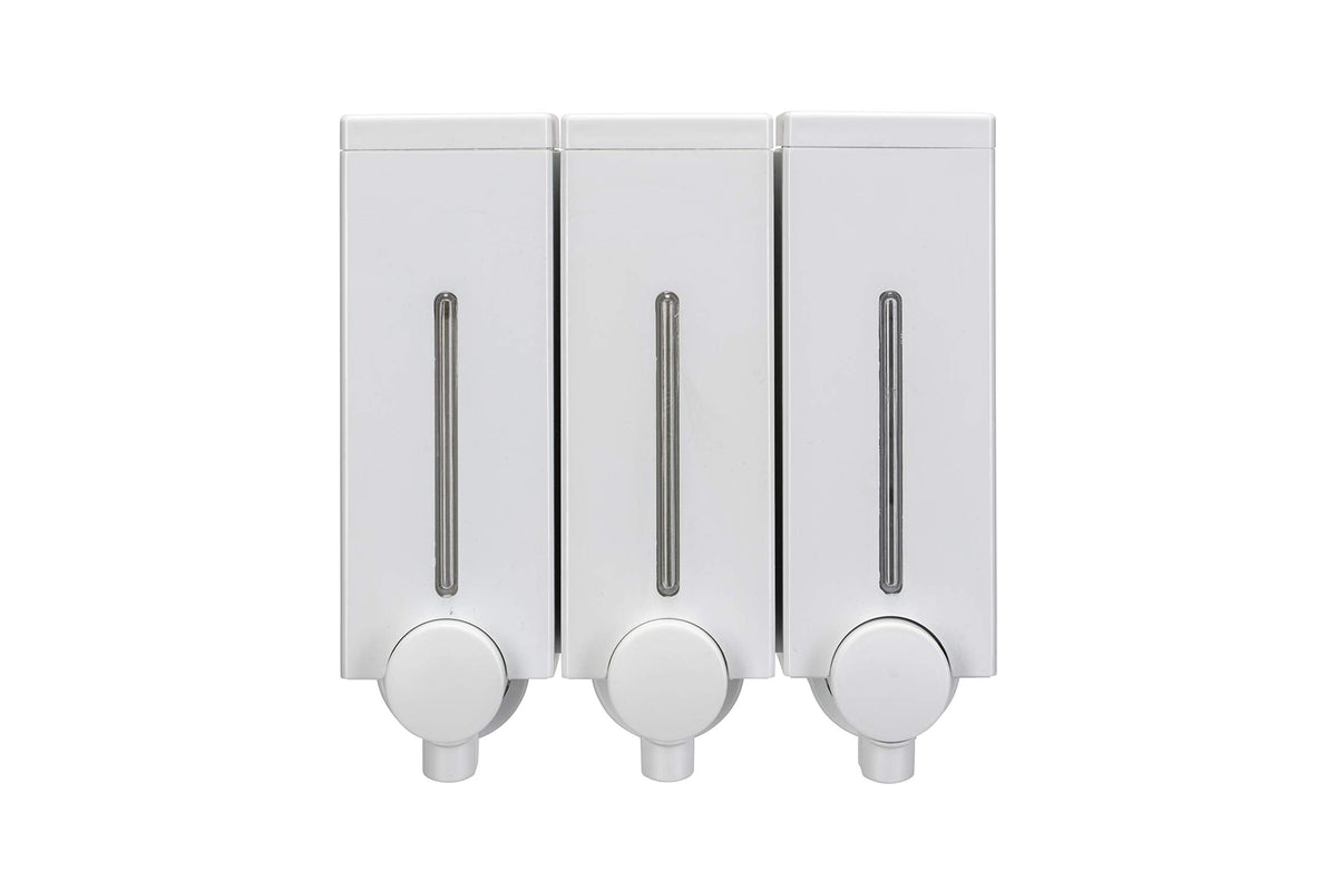 Croydex Slimline Triple Soap Dispenser - 450ml Capacity in Each Dispenser, Easy Refill, Wall-Mounted Hand Soap Dispenser for Bathroom, Simple Screw to