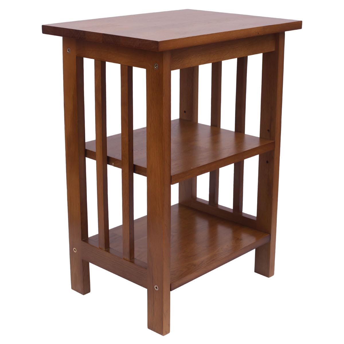 Aurotrice OAK Side Table 2 Storage Shelves Night Table End Table Grid Frame Rural Style 40 x 30 x 54 cm Large space