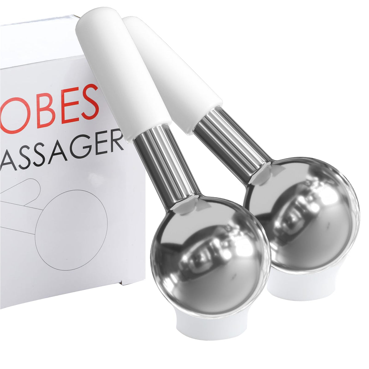 Unbreakable Stainless Steel Ice Globes for Facials, Cooling Roller for Face, Neck & Eyes, Cryo Sticks for Skin Care, Targets Dark Circles, Puffiness,