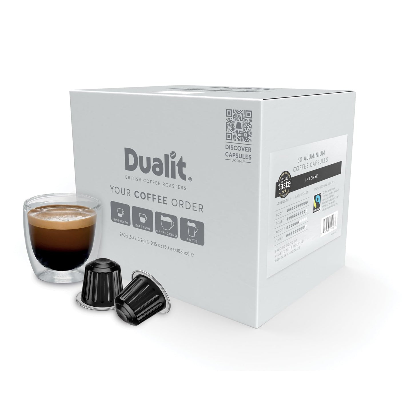 Intense Recyclable Aluminium Coffee Capsules by Dualit - Compatible With Nespresso - 50 Servings - 5 X 10 Pk - 50 Servings of Premium Eco Friendly
