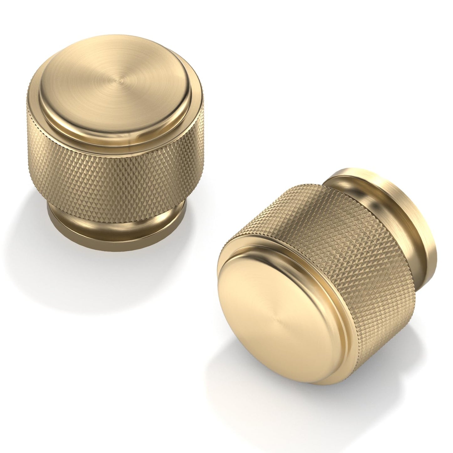 FURNIWARE 10 Pack Champagne Bronze Knurled Cabinet Knobs, 25mm Single Hole Handle, Gold Kitchen Cupboard Pulls, Modern Door Knobs for Drawer Dresser,
