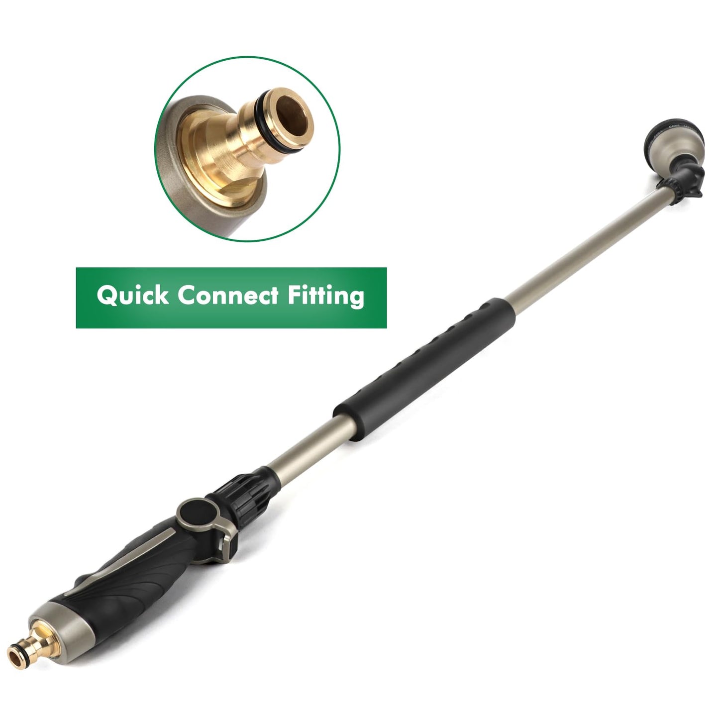 RESTMO Watering Lance Heavy Duty, 94cm Metal Spray Lance | 180? Adjustable Ratcheting Head | 10 Spray Patterns Hose Wand, Perfect Garden Long Sprayer