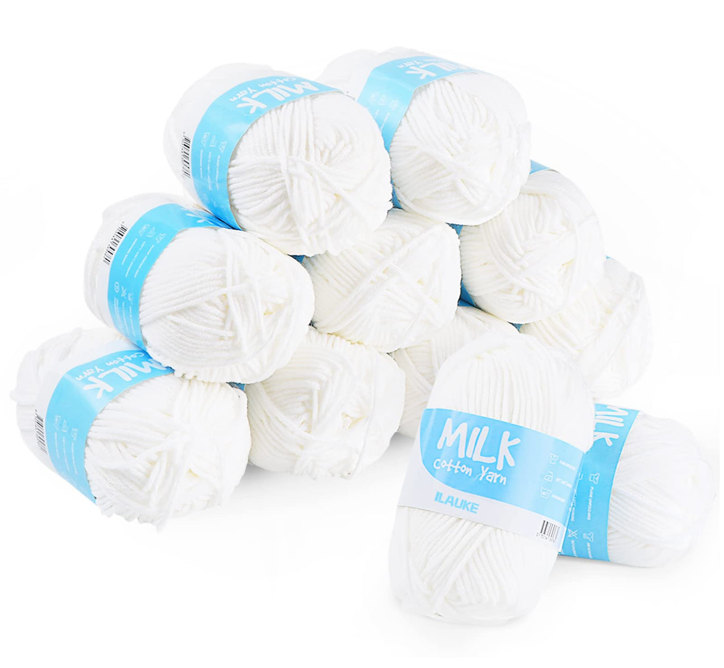 Knitting Yarn 12 Balls, White Acrylic Yarn 100 Meters, Knitting and Crochet Yarn 50-gram Ball Soft and Warm, Ideal for Knitting for Babies Adults As