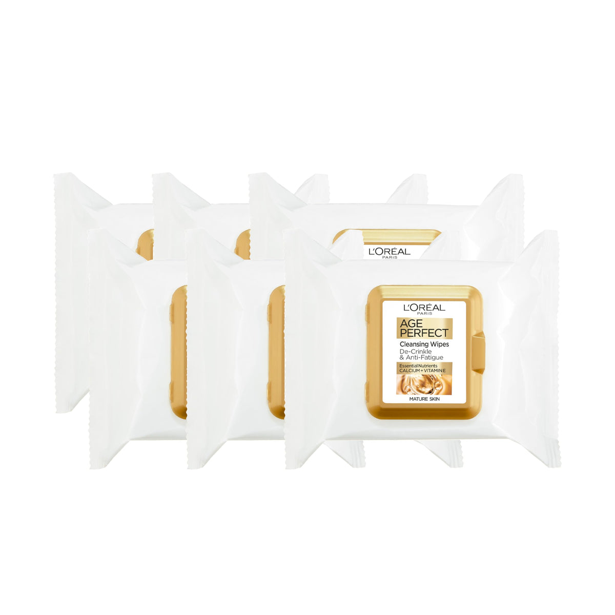 L'Or?al Paris Age Perfect Cleansing Wipes designed for Mature Skin, Formulated with Pro-Calcium & Sweet Almond Oil, Cleanse & Revive Skin, 25 Wipes,