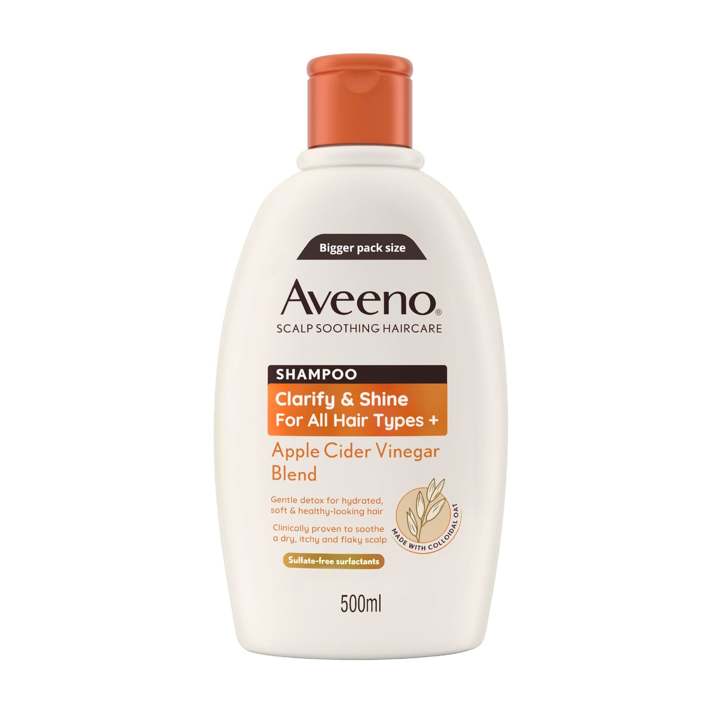 Aveeno Scalp Soothing Haircare Clarify & Shine Shampoo, Apple Cider Vinegar Blend, for All Hair Types, Soothes Dry, Itchy & Flaky Scalp, Clinically