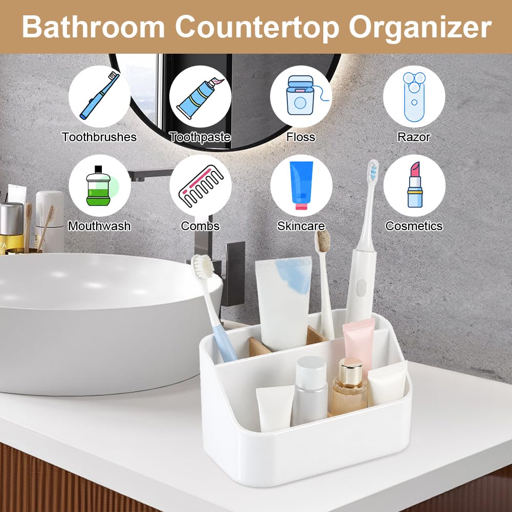 OSDUE Toothbrush Holder for Bathroom,5 Slots Toothbrush Caddy Organiser with Detachable Bamboo Divider