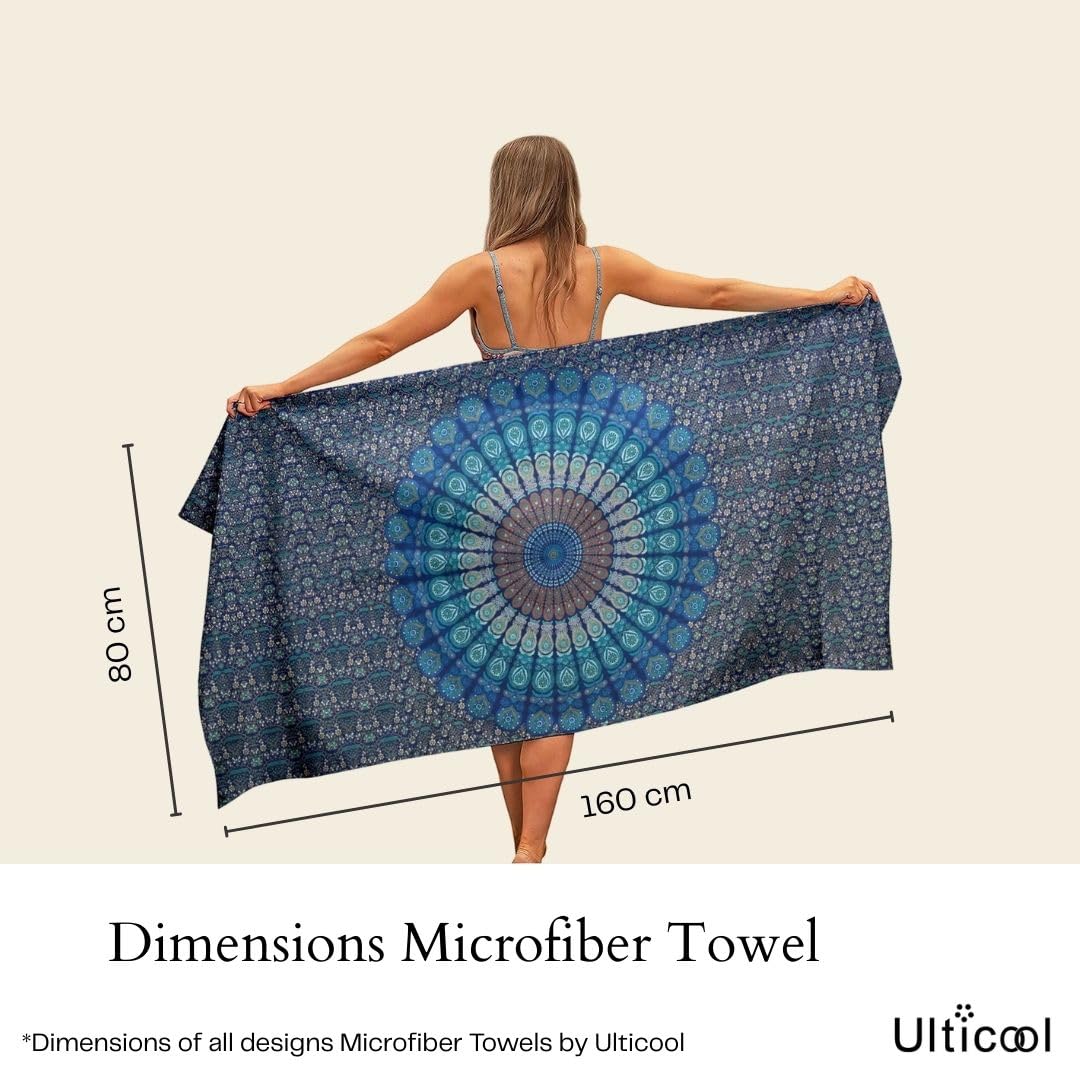 Ulticool Microfibre Towel – Cashmere Flowers – 160 x 80 cm – Lightweight Travel Towel Quick Drying Bath Towel Beach Towel Sauna Towel Microfibre