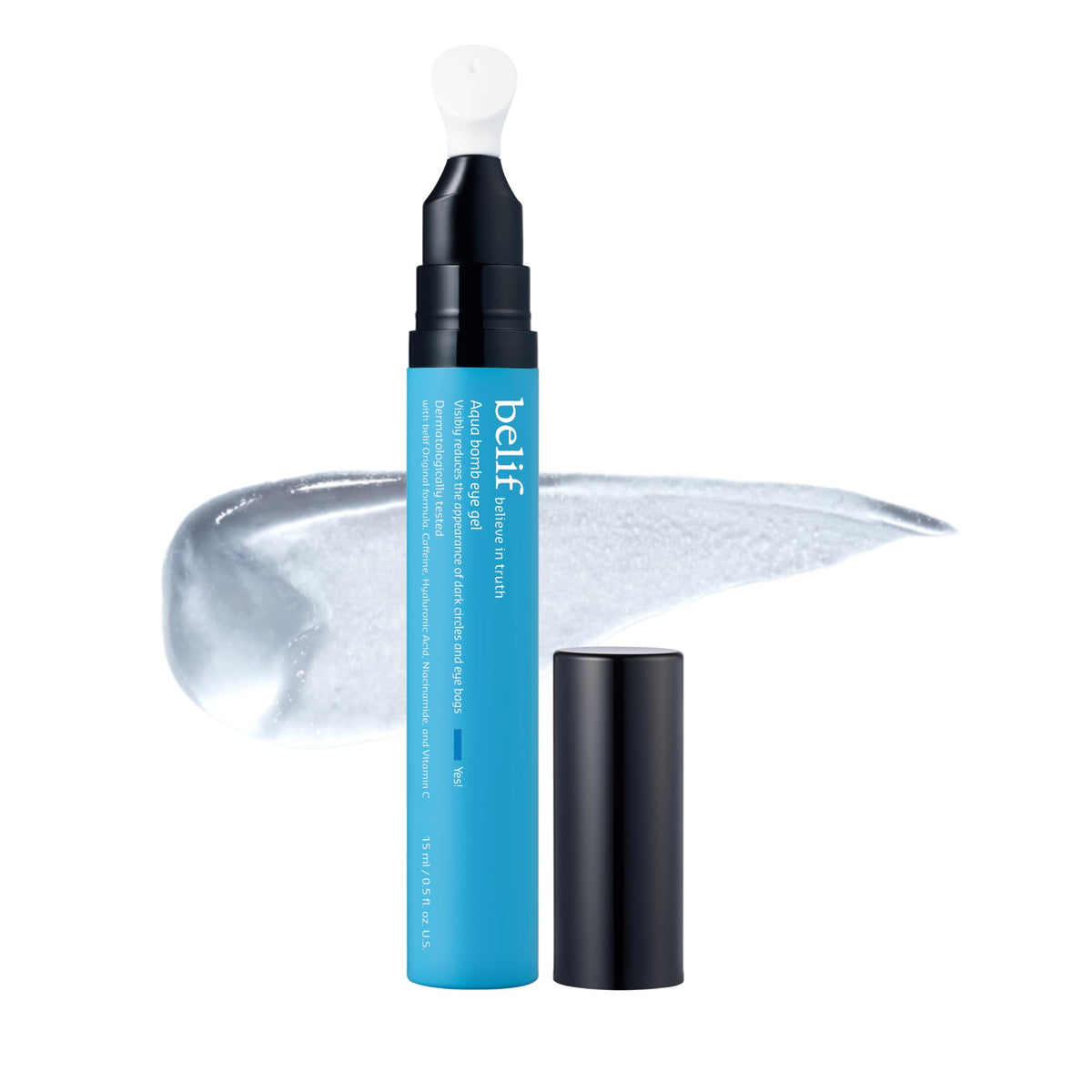 belif Aqua Bomb Eye Gel, Hydrating&Depuffing Eye Treatment with Caffeine&Niacinamide reduces eye bags, dark circles & fine lines, Suits All Skin