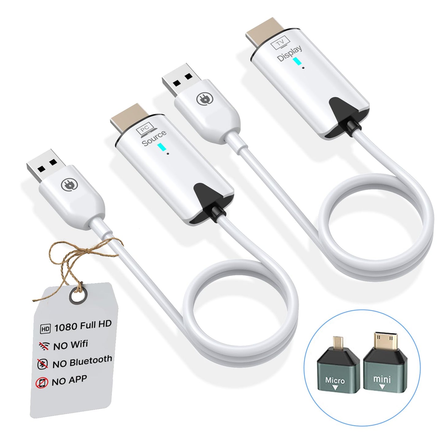 OiDiPi Wireless HDMI Transmitter and Receiver, 2.5G/5GHz Dual Band, 1080P HD Output Wireless HDMI Sender and Receiver, for Streaming Video and Audio