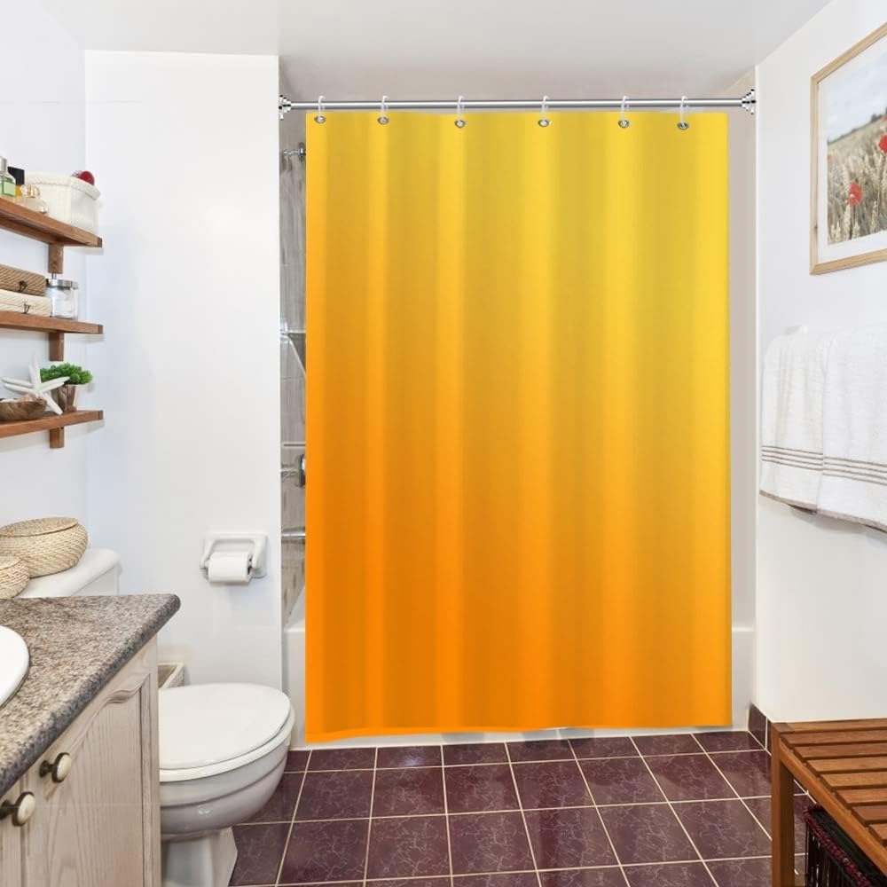 Uiiooazy Orange Shower Curtain, Gradient Yellow Terracotta, Autumn Yellow Shower Curtains, Anti-Mould, Waterproof Polyester Fabric, Washable Bathroom