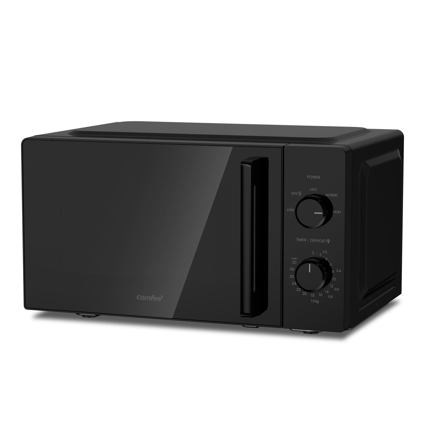 COMFEE' 20L Compact Microwave, 700W Black Solo Manual Microwave with Inverter,5 Power Levels,Quick Defrost,Easy Clean,Dial Timer,Small for Kitchen-
