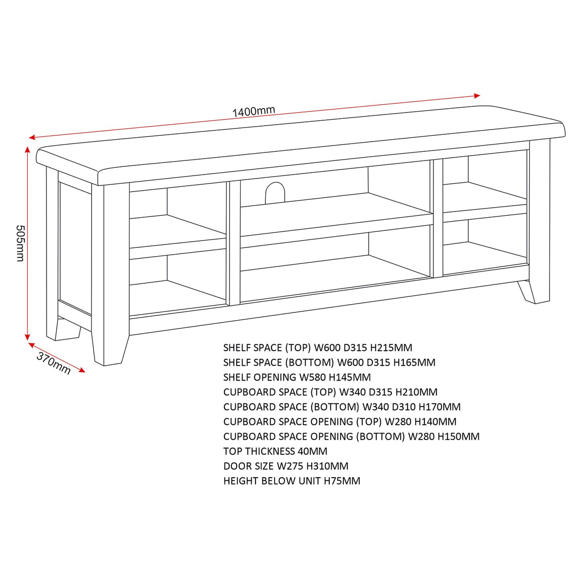 Seconique Windsor Straight Tv Unit in Natural Oak