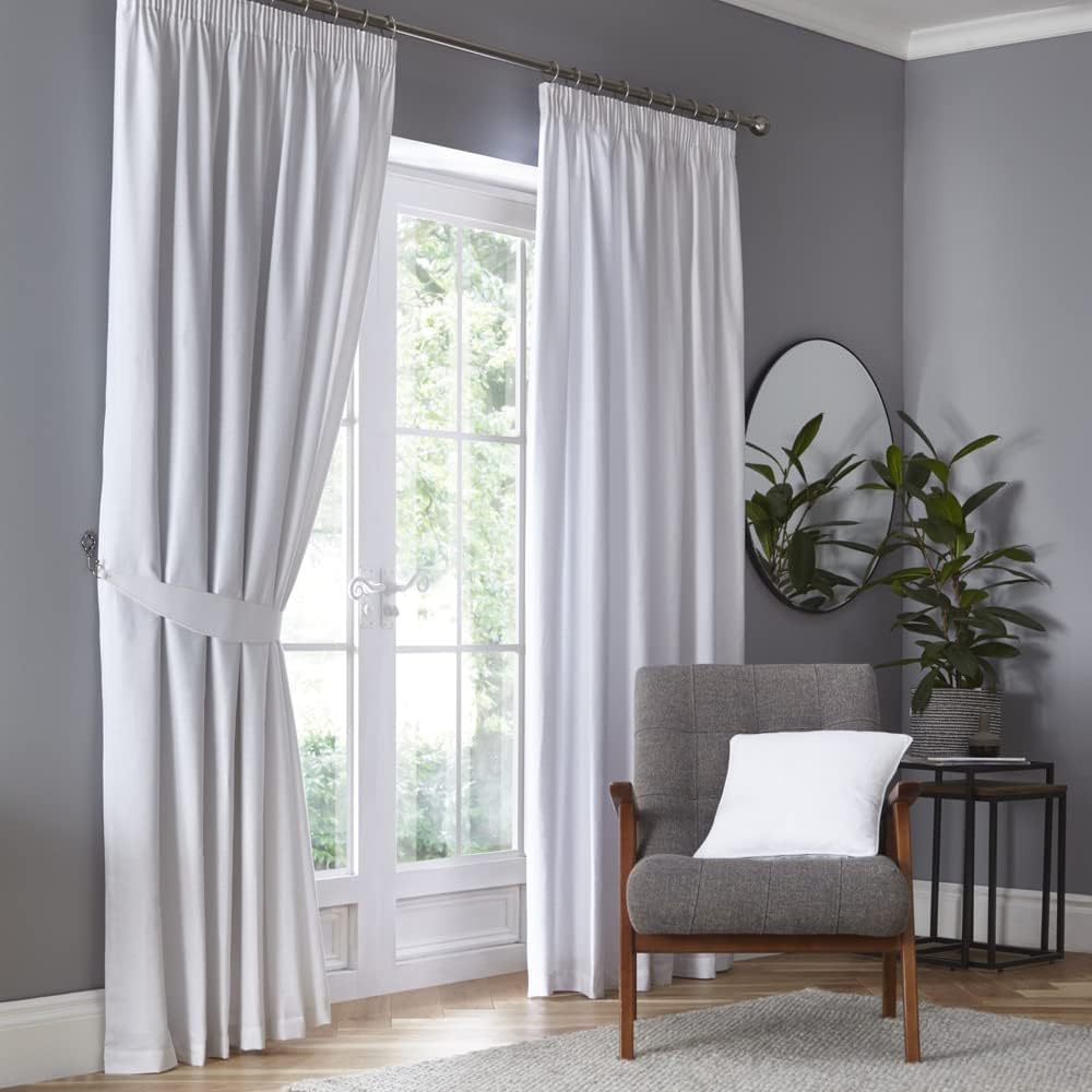 Fusion White Blackout Curtains W46 x L72 – 100% Cotton Pencil Pleat – New but open scruffy packaging
