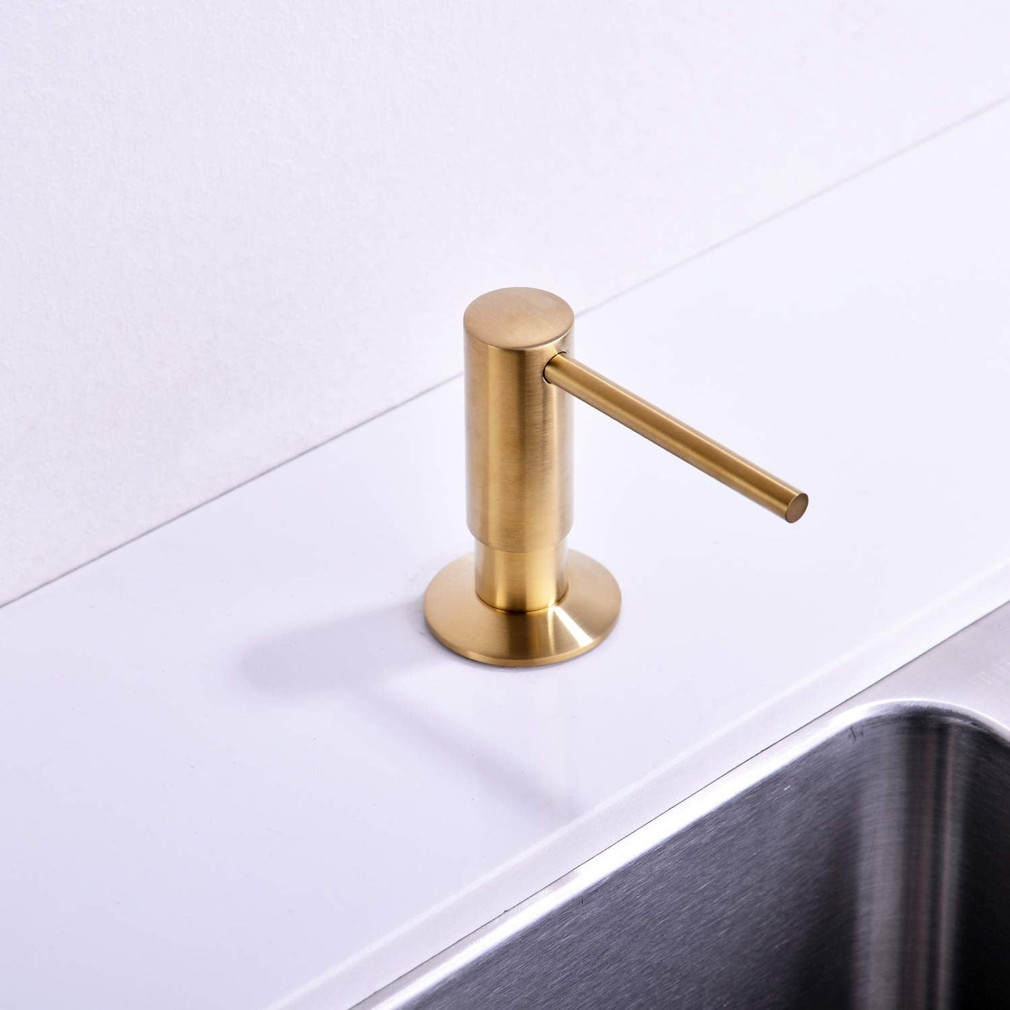 Gold Soap Dispenser,Sold Brass Gold Soap Dispenser for Kitchen Sink,Commercial Liquid Dish Dispensers,Built in Kitchen Sink Soap Dispenser,Brushed