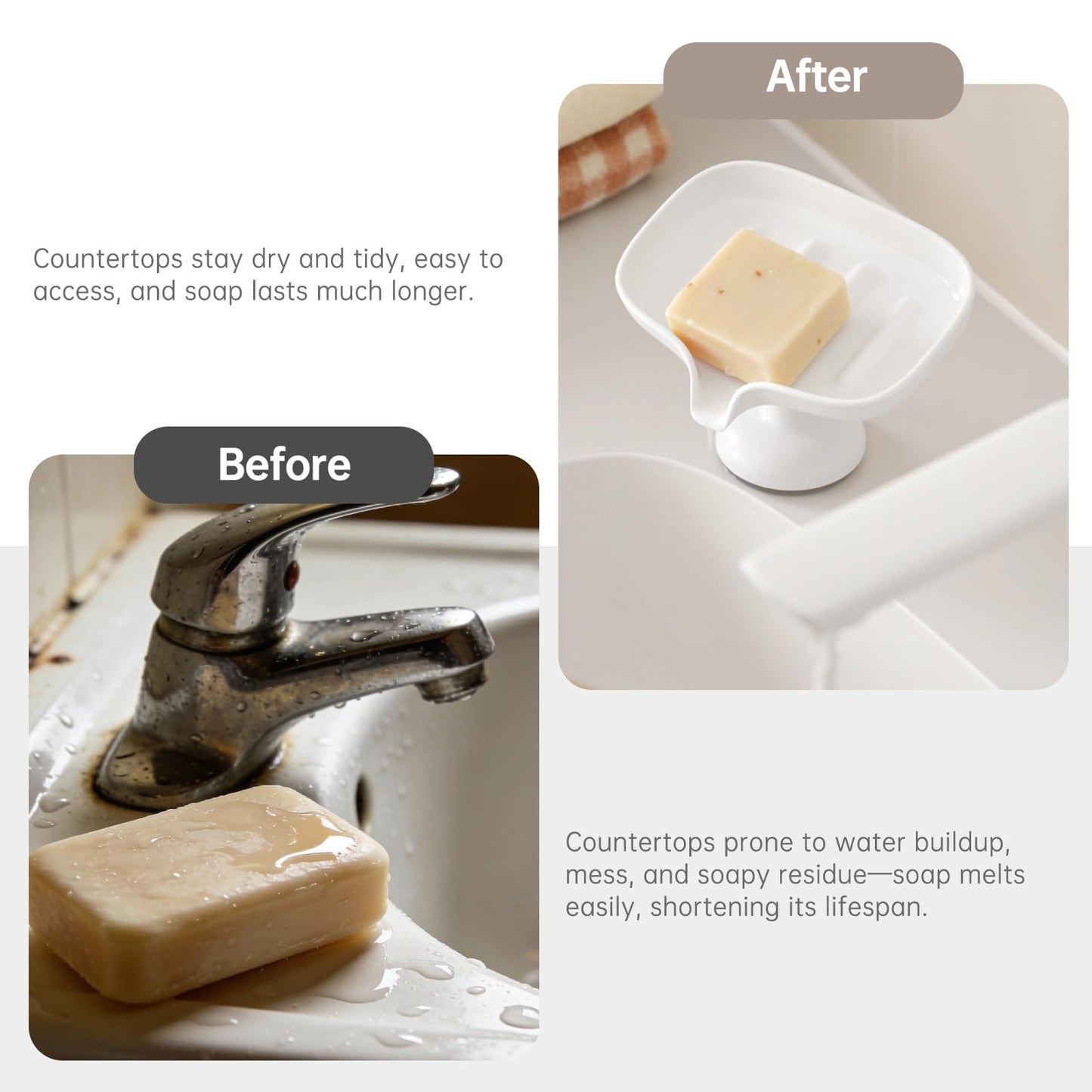 PAVSTINE Soap Dish with Drainage, Suction Soap Dish Powerful, ABS Material
