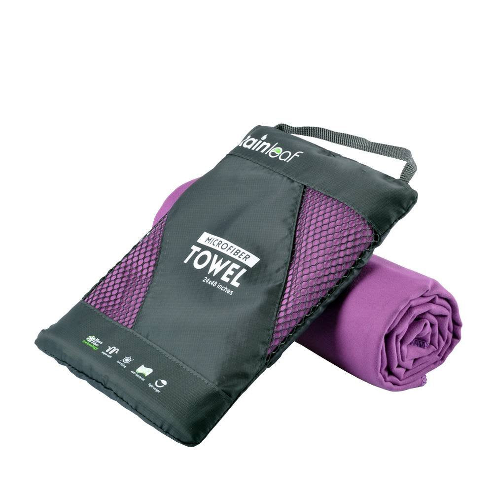Rainleaf Microfiber Towel, 40 X 72 Inches. Purple.