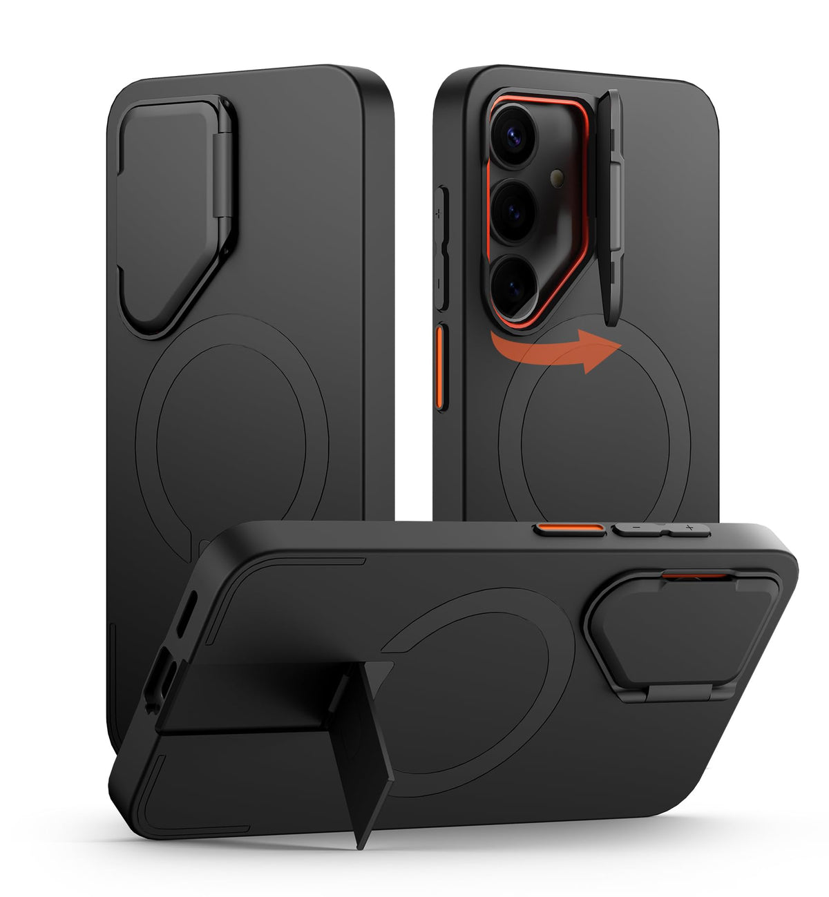 SURITCH Magnetic Case Compatible with Samsung Galaxy S25, with Camera Cover & Adjustable Metal Kickstand Shockproof Bumper Case Slim Protective Cover