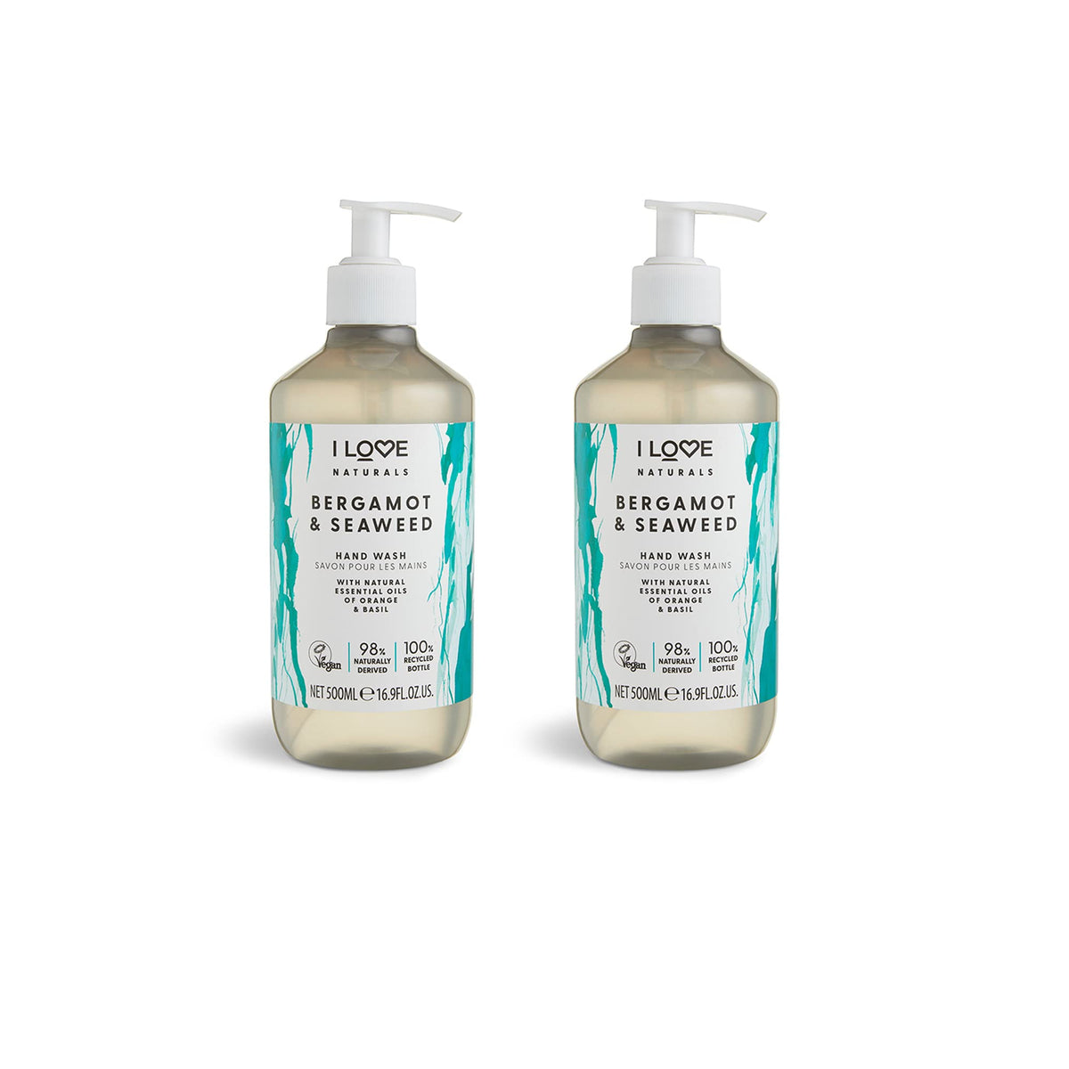 I Love Naturals Bergamot & Seaweed Hand Wash ? Gently Cleanses with Orange & Basil Essential Oils ? Refreshing, Purifying Vegan Formula with Natural