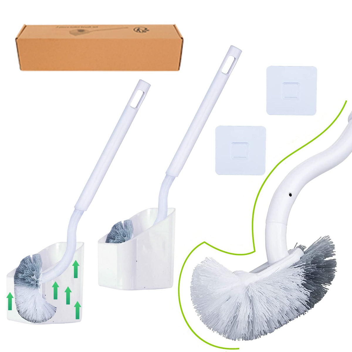EINESIN 2 Sets Upgrade Toilet Brush, Plastic Toilet Brush Set with Strong Bristles, Slim Compact Bathroom Toilet Bowl Brush - Sturdy, Deep Cleaning,