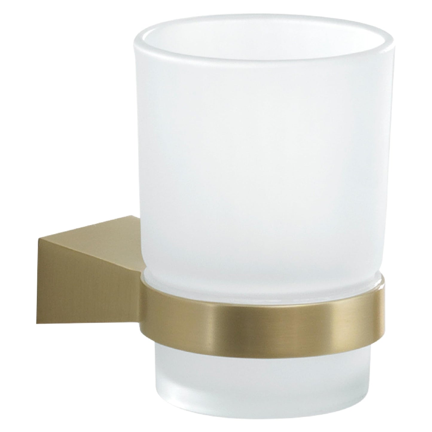Gedy TONALE Toothbrush Holder, Wall Toothbrush Holder, Matte Gold, Stainless Steel and Glass, 6.7 x 9.5 x 9.5 cm