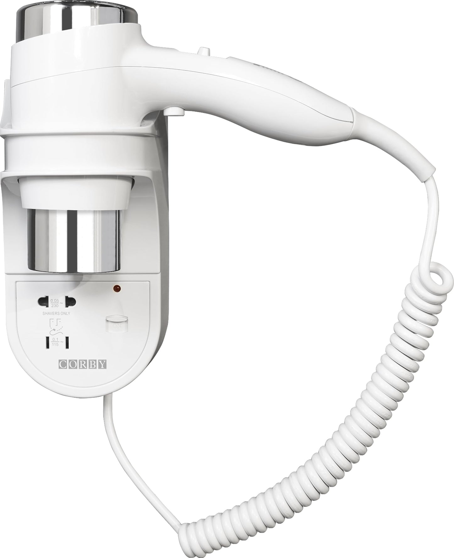 Corby Kendal 1600W Wall Mounted Hair Dryer with Shaver Socket - White