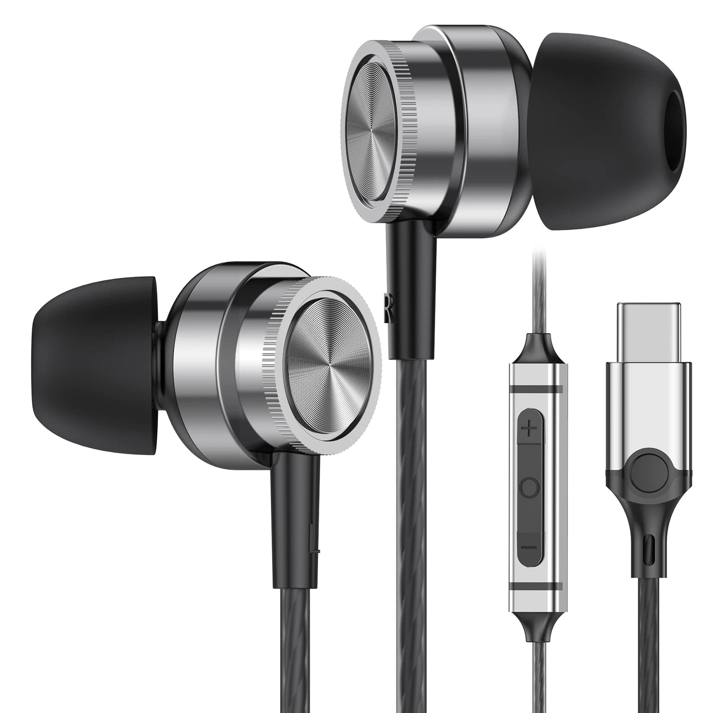 USB C Headphones for Samsung Galaxy S23 Ultra S22 S21 FE S20 A53, USB C Earphones with microphones type c in ear headphones wired Earphones Compatible