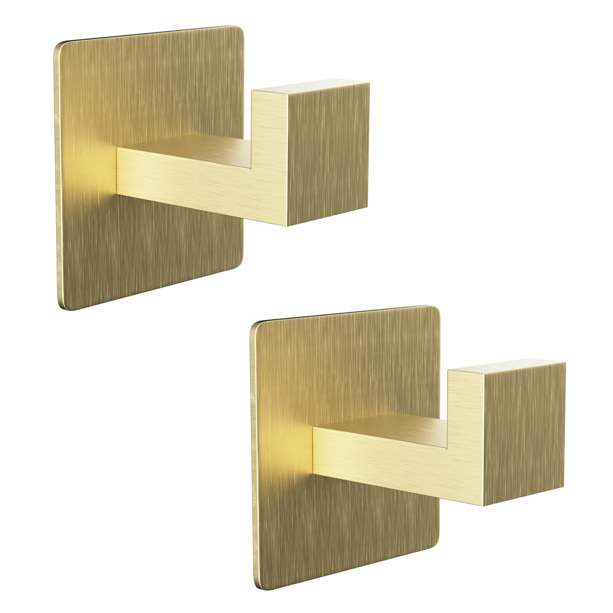 YUET Gold Towel Hooks for Clothes Closet Sponges Robe Hook Self Adhesive (No Drilling), Coat Hook for Bathroom Kitchen Hotel Garage 304 Stainless
