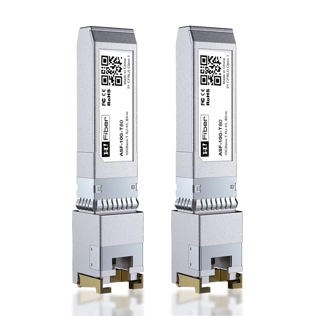 10GBASE-T SFP+ Transceiver 80 Meters, to RJ45, 10G to Ethernet Module Compatible With Cisco SFP-10G-T-S, MA-SFP-10GB-T, Ubiquiti UniFi UF-RJ45-10G,