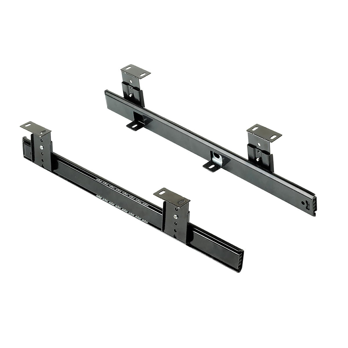 Emuca - Ball Bearing Runners for underdesk keyword Platform/Shelf/Drawer, Height Adjustment Keyboard Holder Runners kit, Steel, Black zinc Plated, 20