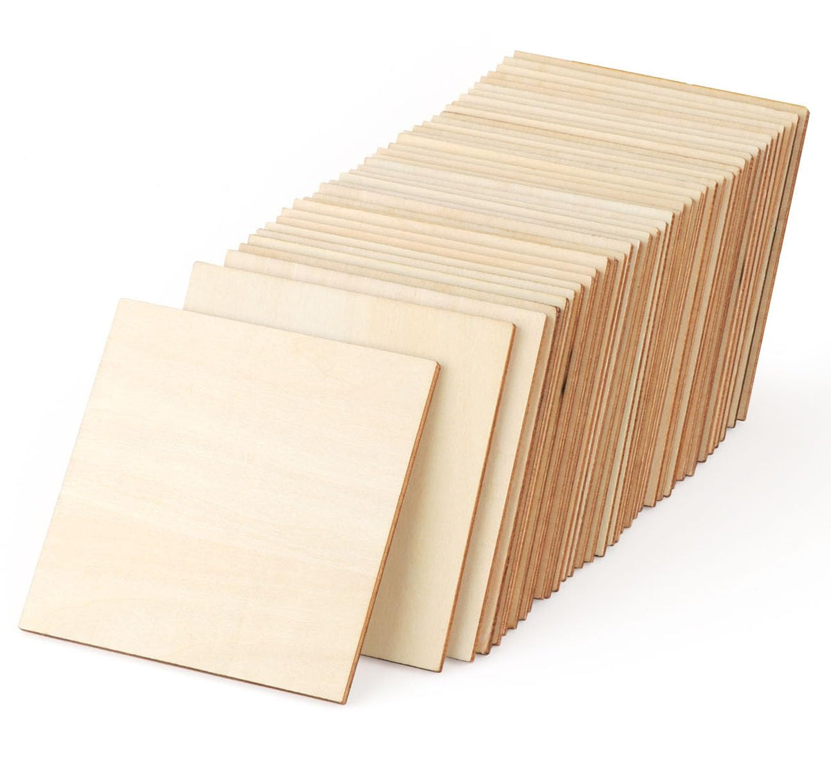 50 Pcs Unfinished Wood Pieces, 10x10cm Square Blank Wood Natural Slices Wooden Squares Cutouts, Wood for Crafts, Painting, Coasters, Pyrography Art,