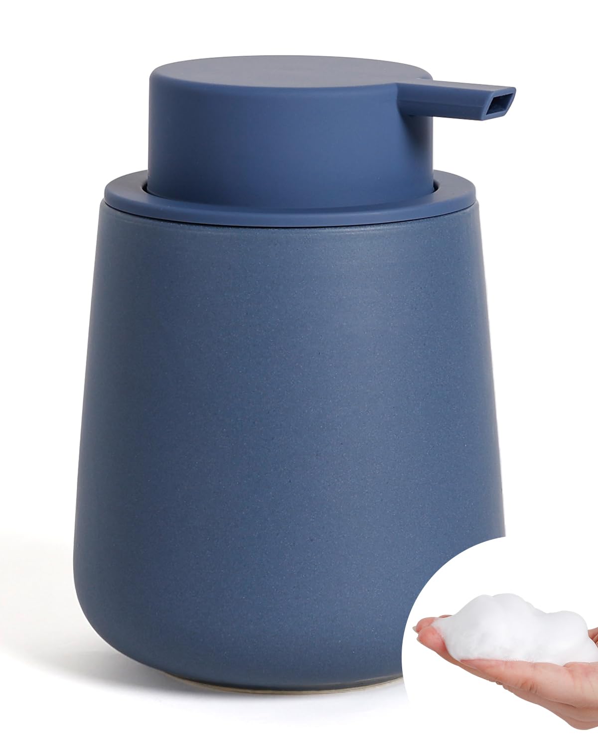 Bosilunlife Hand Soap Dispenser - 12Oz Ceramic Soap Dispenser Bathroom Refillable Foam Dispenser for Bathroom Kitchen Dish with Easy-to-Press Pump