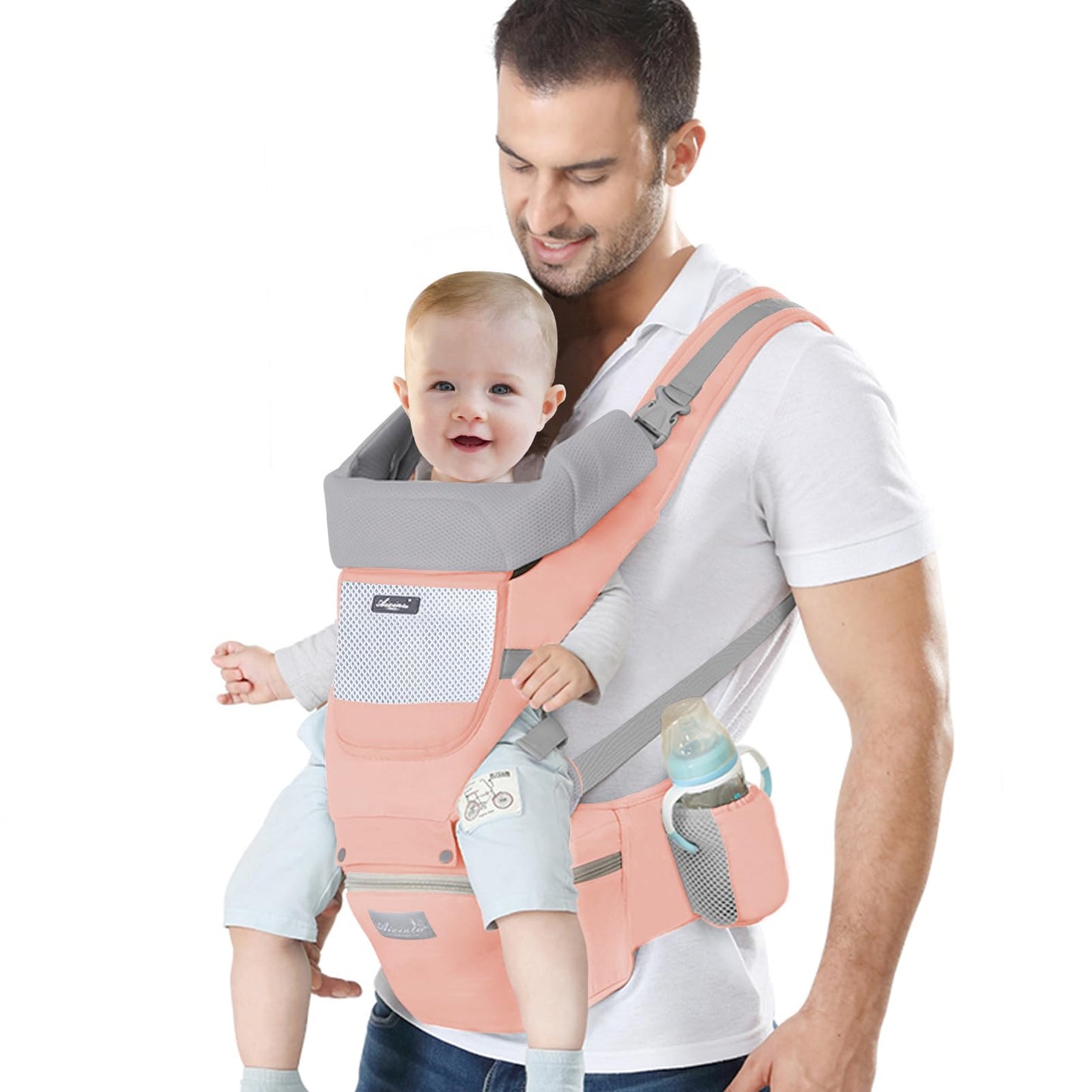 IULONEE Baby Carrier with Hip Seat Ergonomic Toddler Carriers Backpack Baby Shoulder Carrier Adjustable Front and Back Carry for Newborn 3 Months to 3