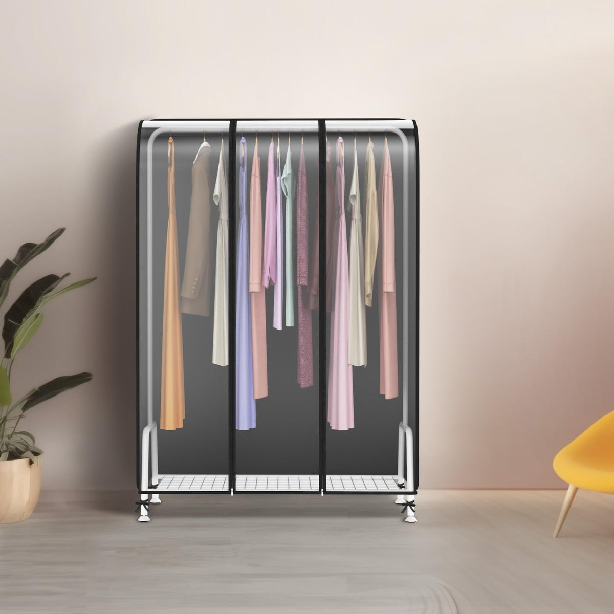 Syeeiex 3.6ft Translucent Clothes Rail Cover with Double Strong Zipped 43" Dustproof Cover Protective Zip Cover for Hanging Garment