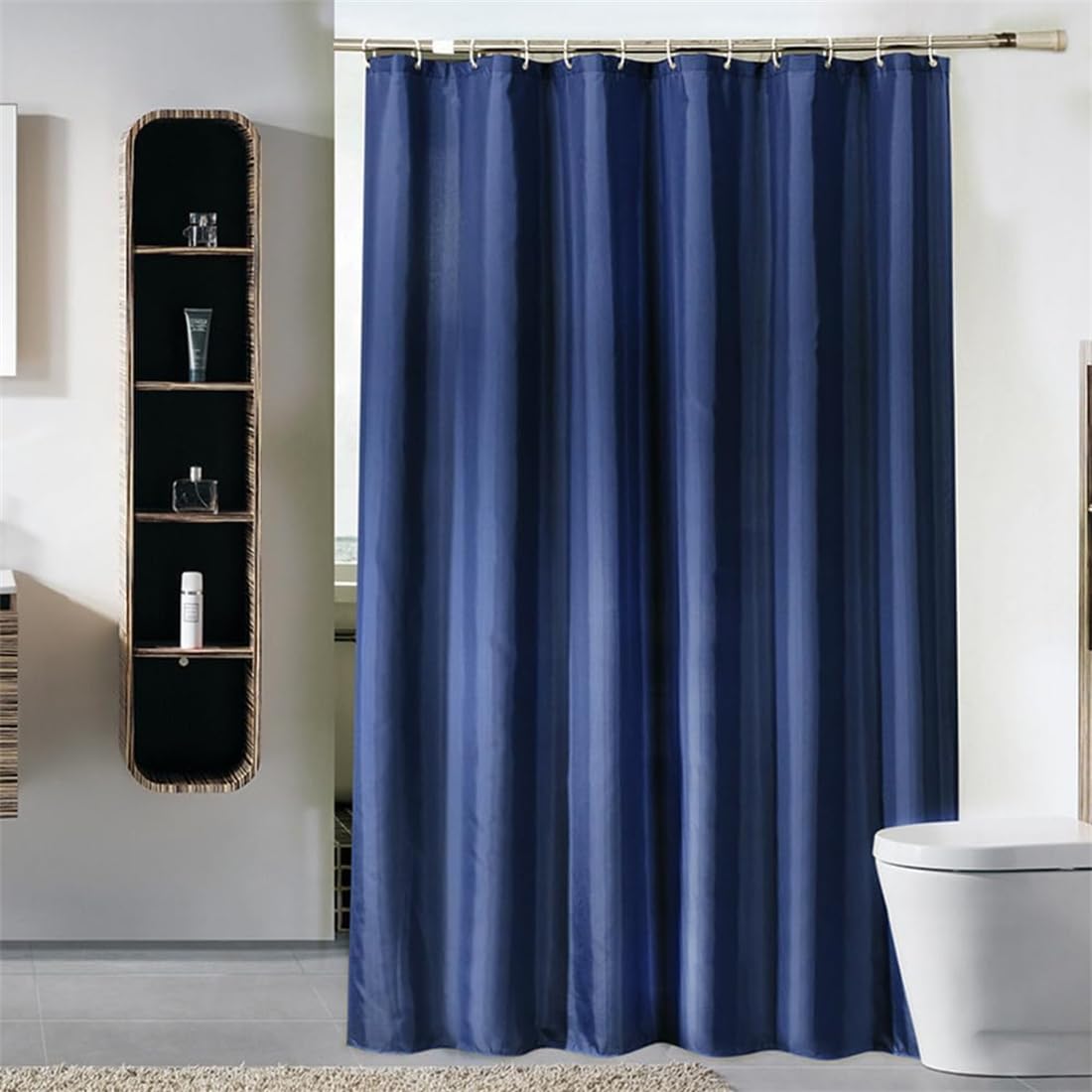 Lkw Ogechi Extra Wide Navy Blue Mildew Proof Shower Curtain 240x200 cm, 200/220/240 CM Drop Waterproof Polyester Bathtub Curtain, Washable Quick
