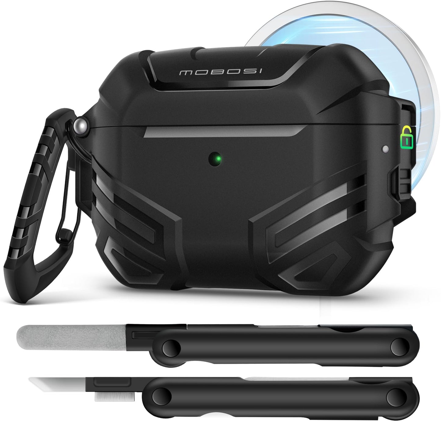 MOBOSI for AirPods Pro 3 Case Cover with Cleaner Kit & Keychain, Compatible with MagSafe, Compatible with Airpod Pro Case 3rd Gen Shockproof