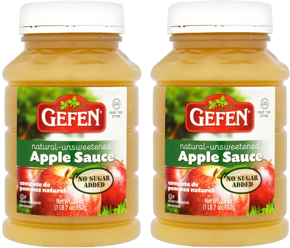 Gefen Unsweetened Apple Sauce, No Added Sugar, Natural, 1.3kg (2 Packs of 652g)