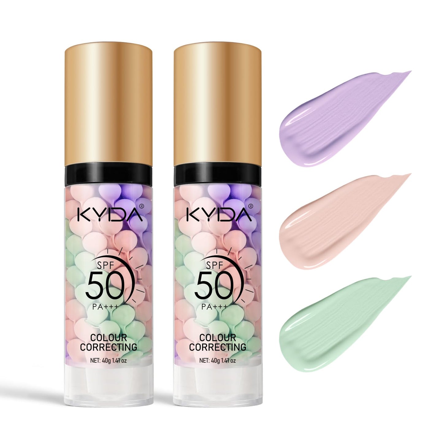 KYDA Color Correcting Facial Serum, SPF 50 PA+++, Moisturizing Makeup Primer, One Step Brightening Primer to Even Skin Tone, Oil Control Skin