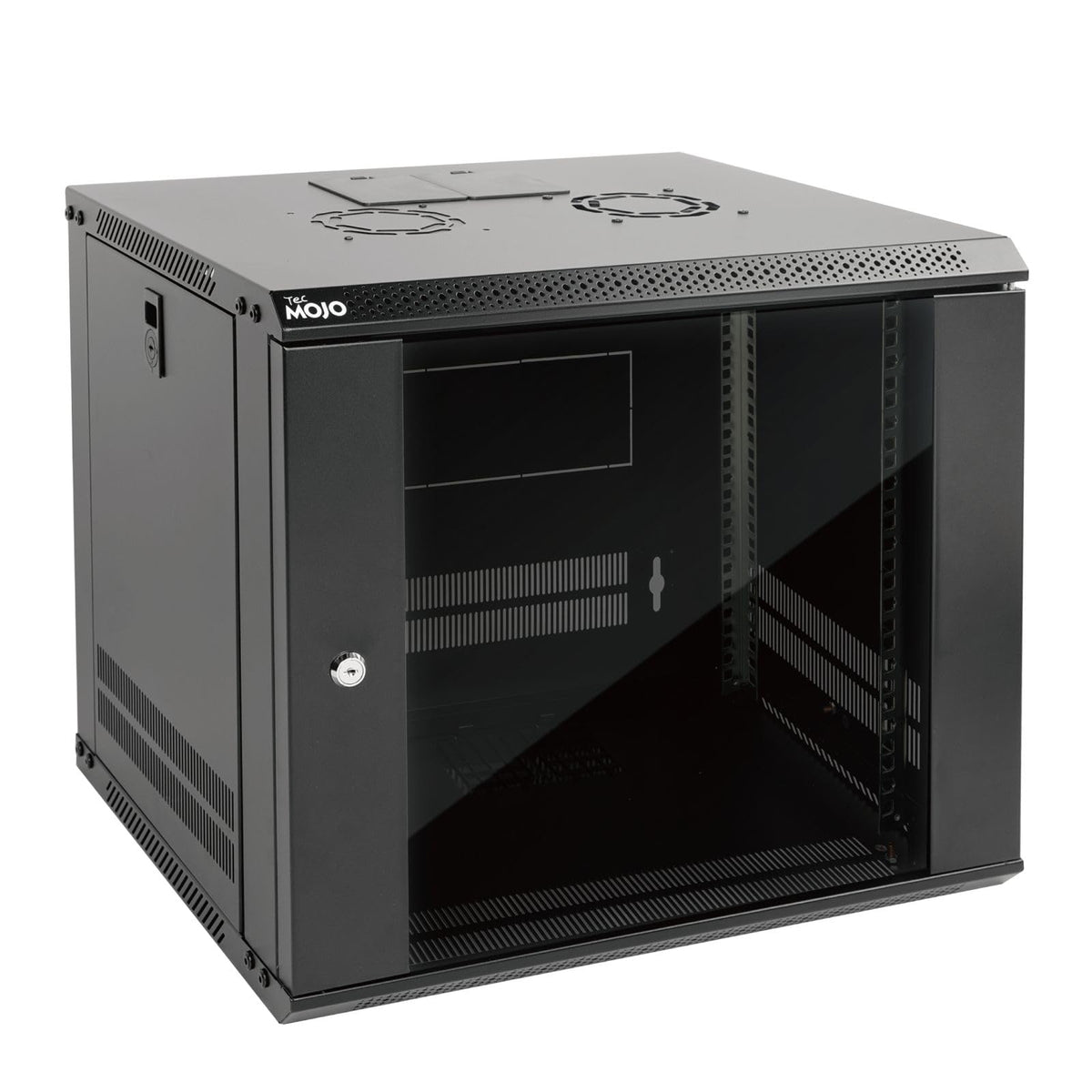Tecmojo 9U 450mm Depth Wall Mount Server Cabinet IT Network Rack Enclosure Lockable Door and Side Panels Black, Standard Glass Door, for 19" IT
