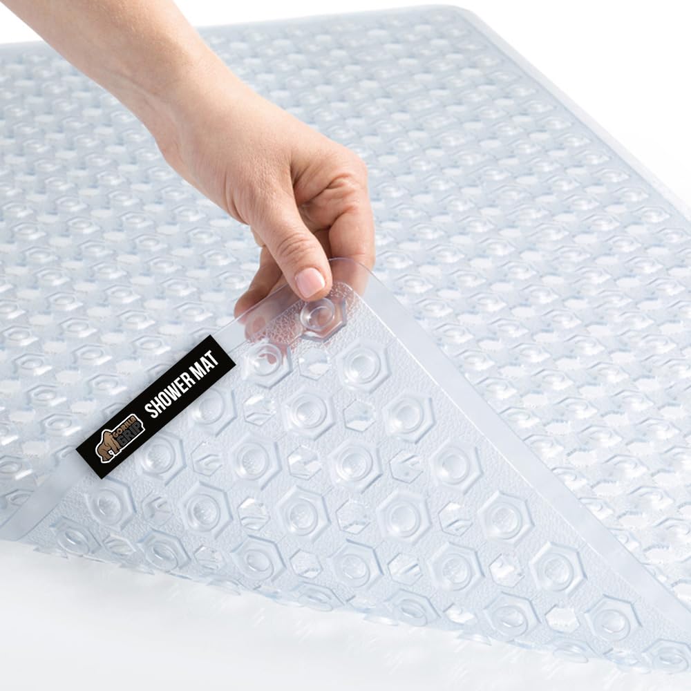 GORILLA GRIP Rectangle (35-Inch-by-16-Inch) Non-Slip Machine Washable Bath Mat, Clear