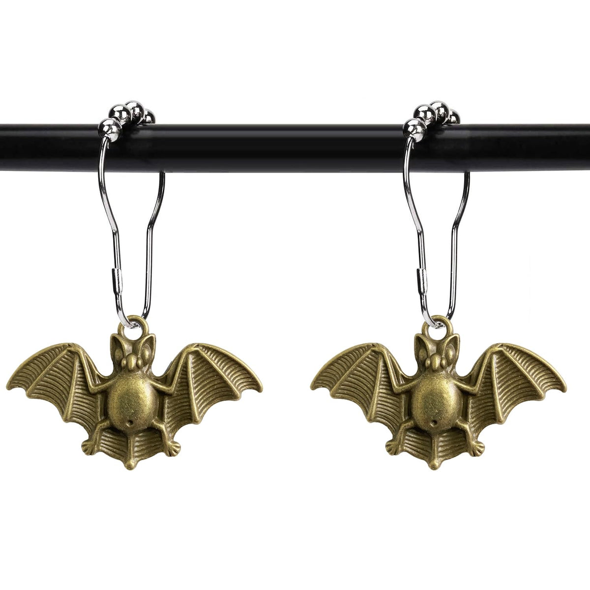 ZILucky Shower Curtain Hooks and Rings Bats Party Supplies Decoration Halloween Stainless Steel Rustproof Bronze Set of 12