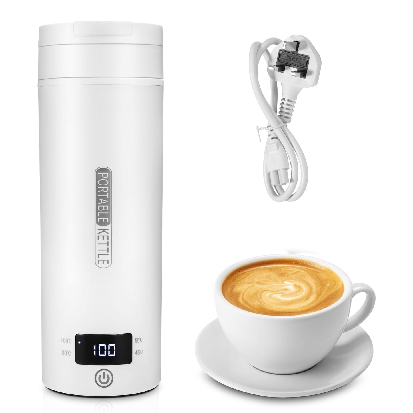 Travel Electric Kettle, 500ML Portable Mini Kettle One Cup for Travel Home Office, Fast Boil and Auto Shut Off Quiet Boil, UK Plug