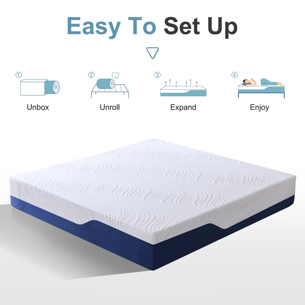 Hiimgo King Mattress Medium Firm Memory Foam Mattress 150x200x20cm