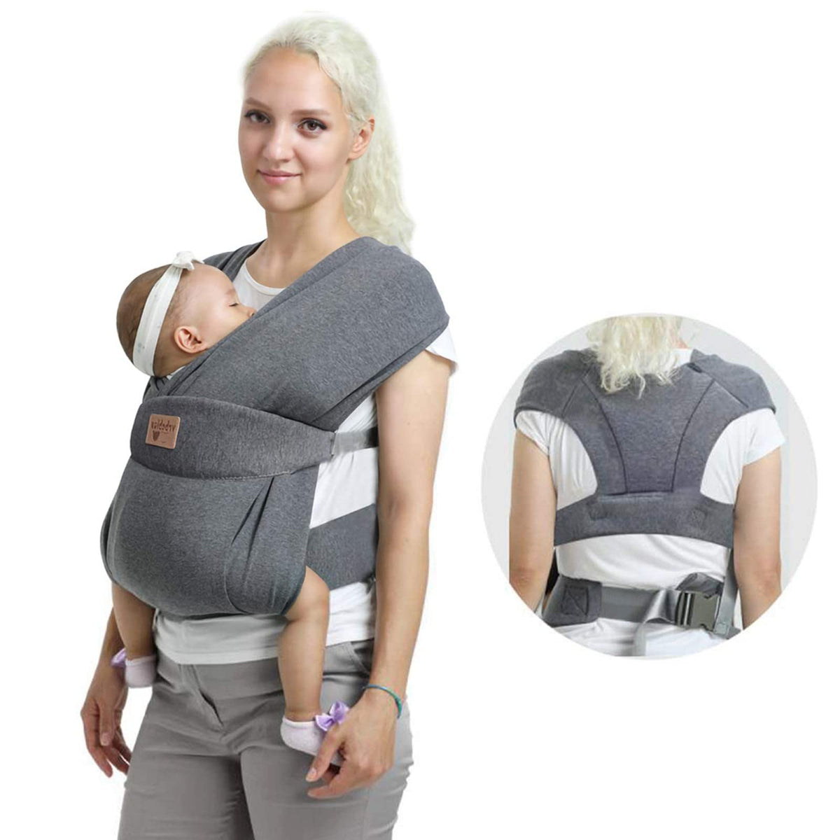 vrbabies Baby Carrier for Newborns from Birth Extra Soft, Belly Carrier Baby Carrier Ergonomic Suitable for Babies Aged 3-24 Months (3.5-15 kg) (Dark