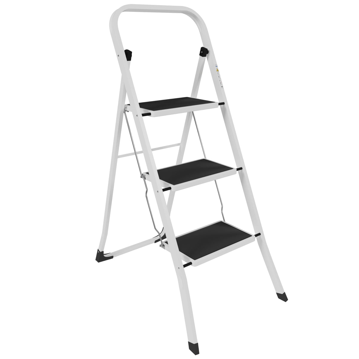 Home Vida 3 Step Ladder - Heavy Duty Steel Folding Step Ladder with Anti Slip feet and Wide Steps, Space Saving,150kg Max Load,