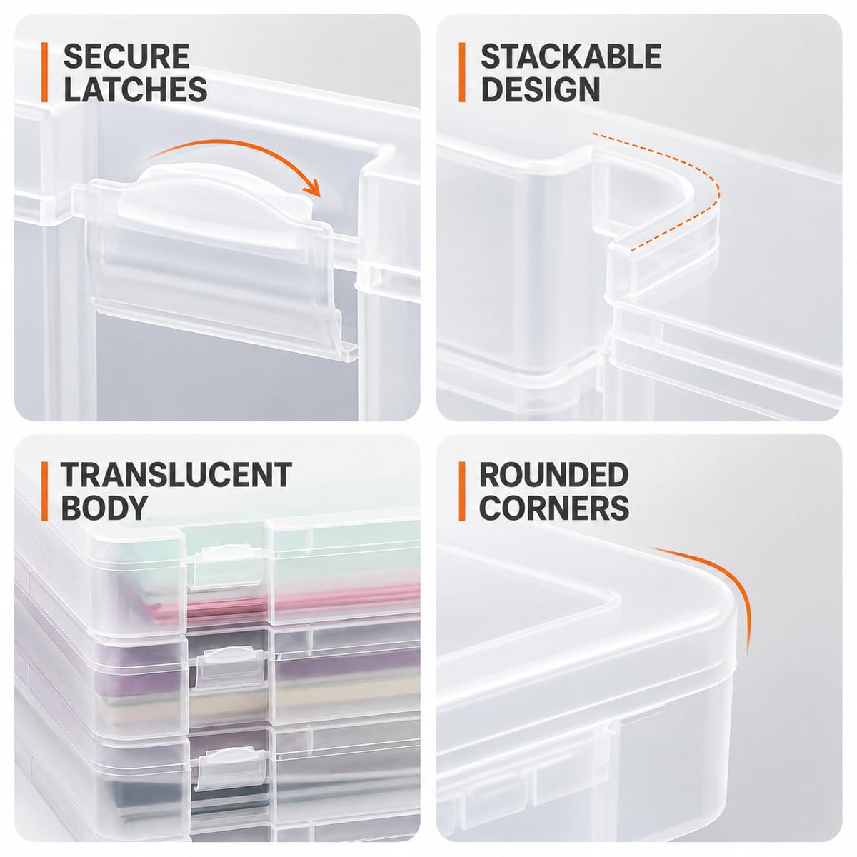 CraftGenes A4 Storage Boxes with Lids, 4 Pack